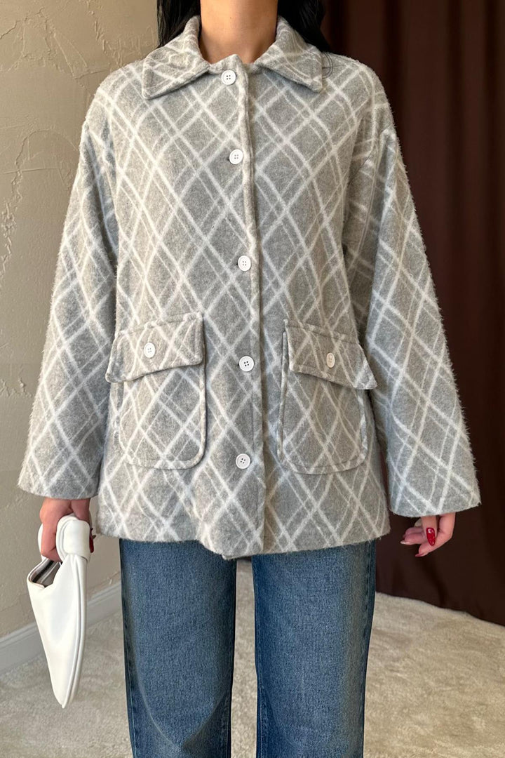 ELS Wholesale Gray Polar Baklava Plaid Jacket - Stafford