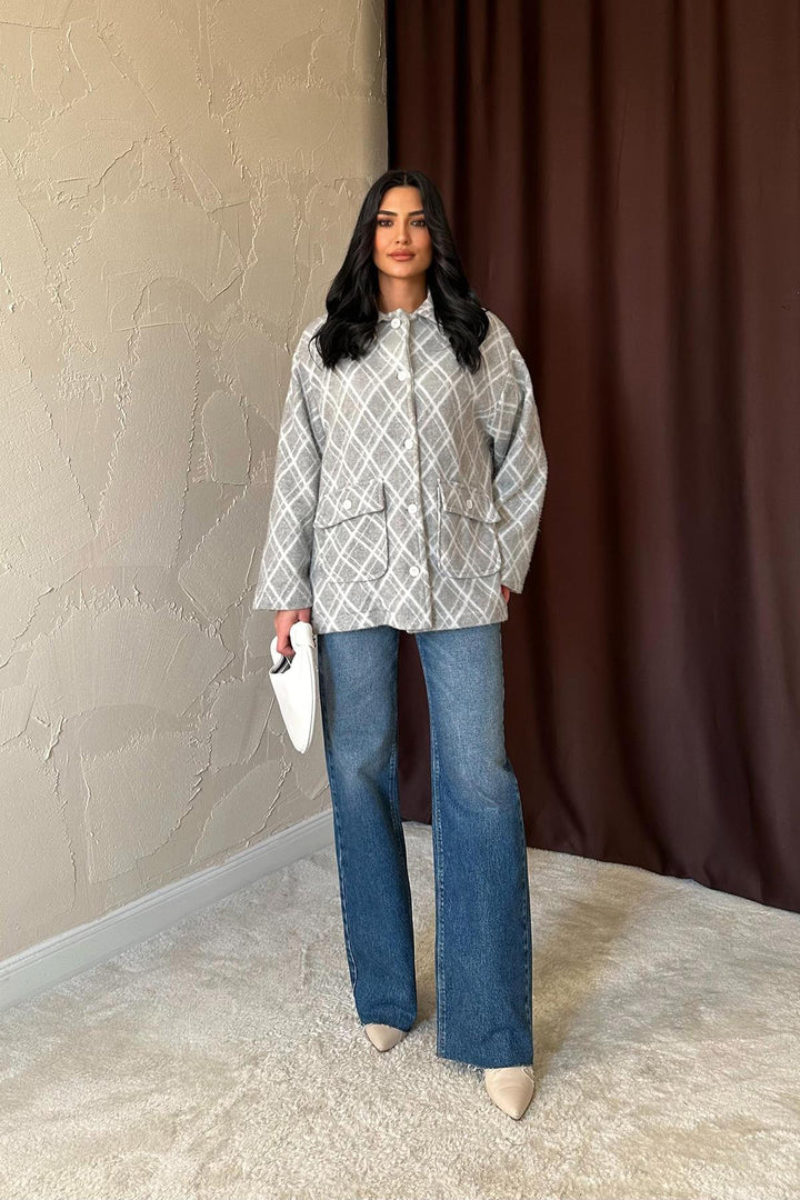 ELS Wholesale Gray Polar Baklava Plaid Jacket - Stafford