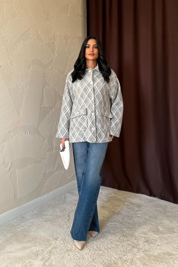 ELS Wholesale Gray Polar Baklava Plaid Jacket - Stafford