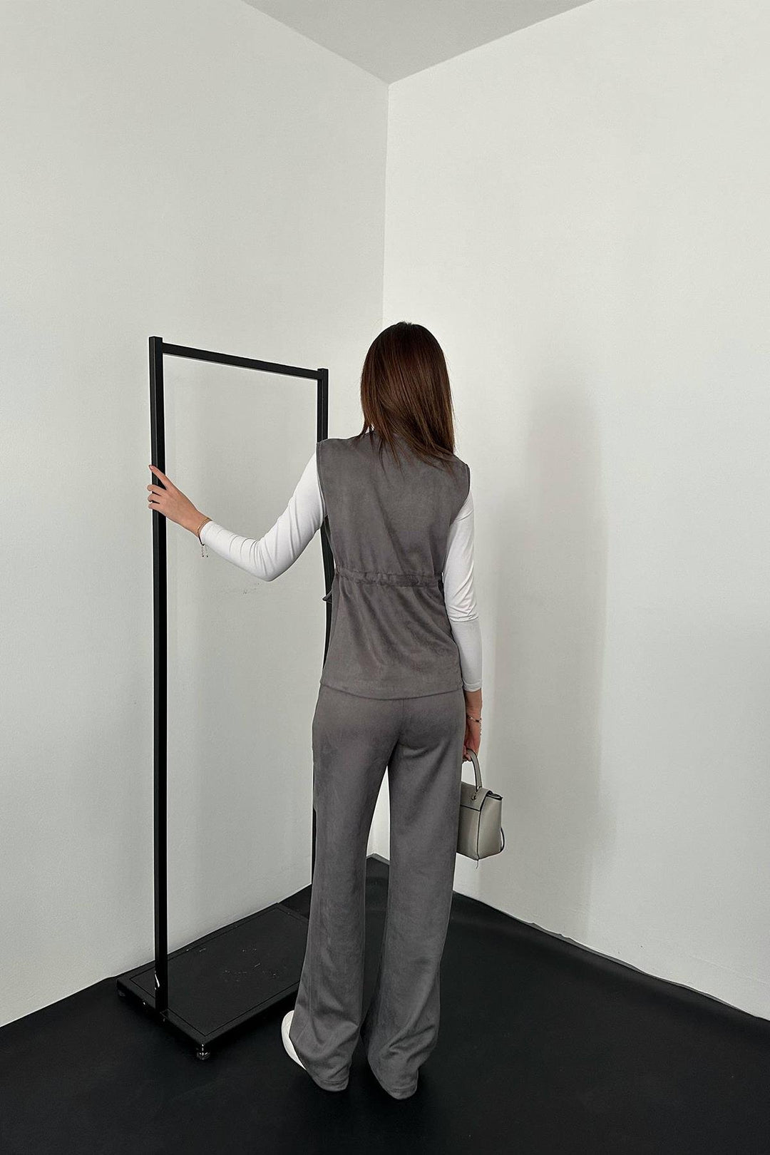 ELS Toptan Gri Süet Yelek Pantolon Takım - Bolton