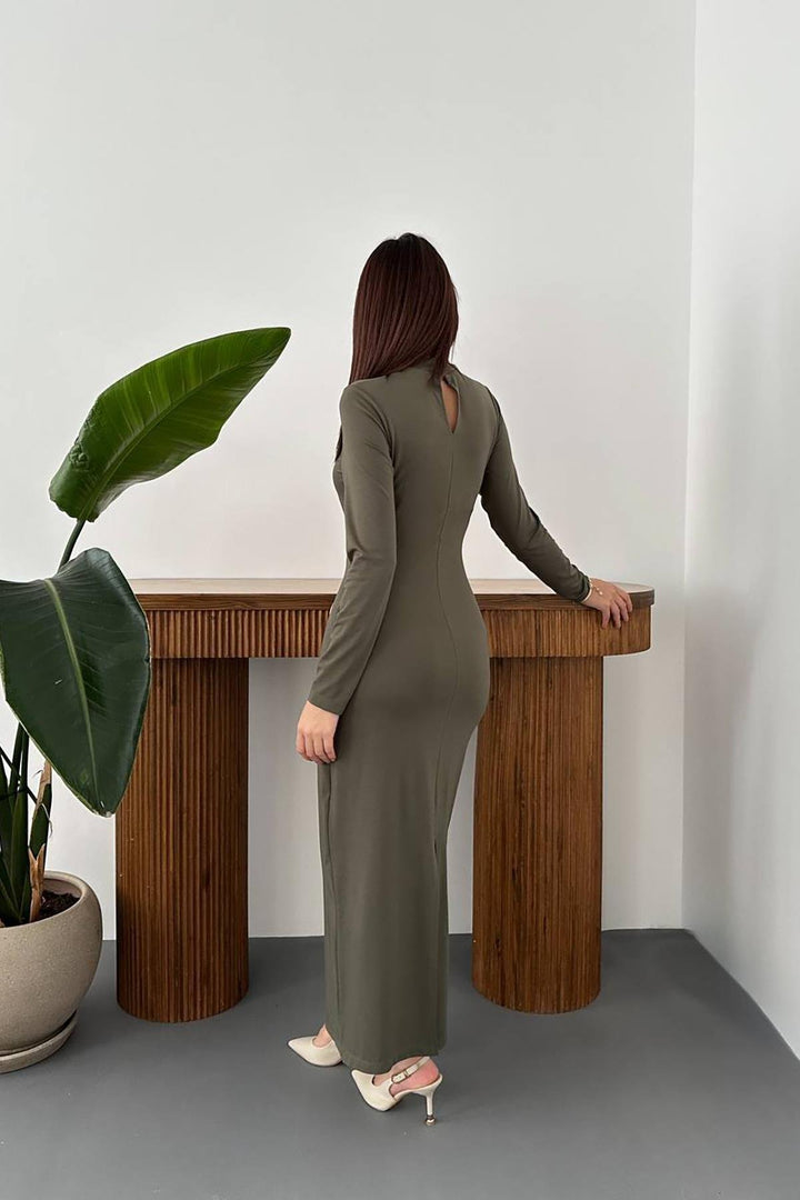 ELS Toptan Haki Beli Tokalı Elbise - Southport