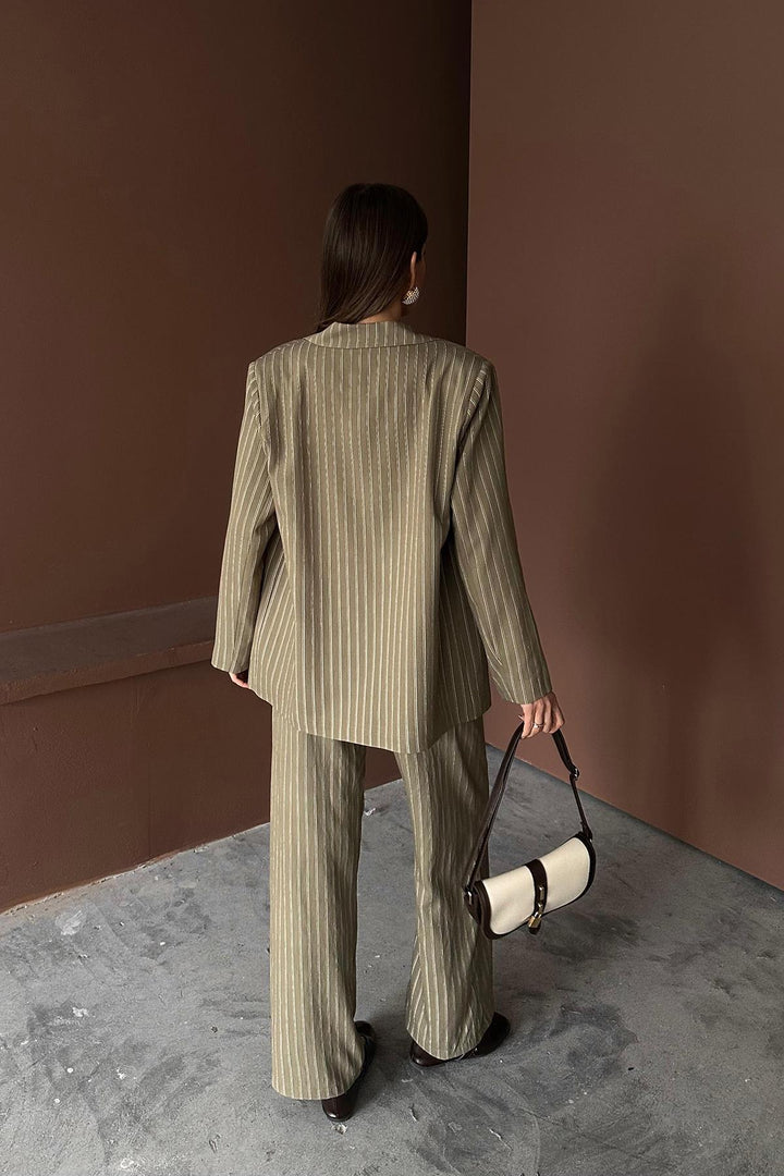 ELS Wholesale Beige Striped Jacket and Pants Suit - Wilmington