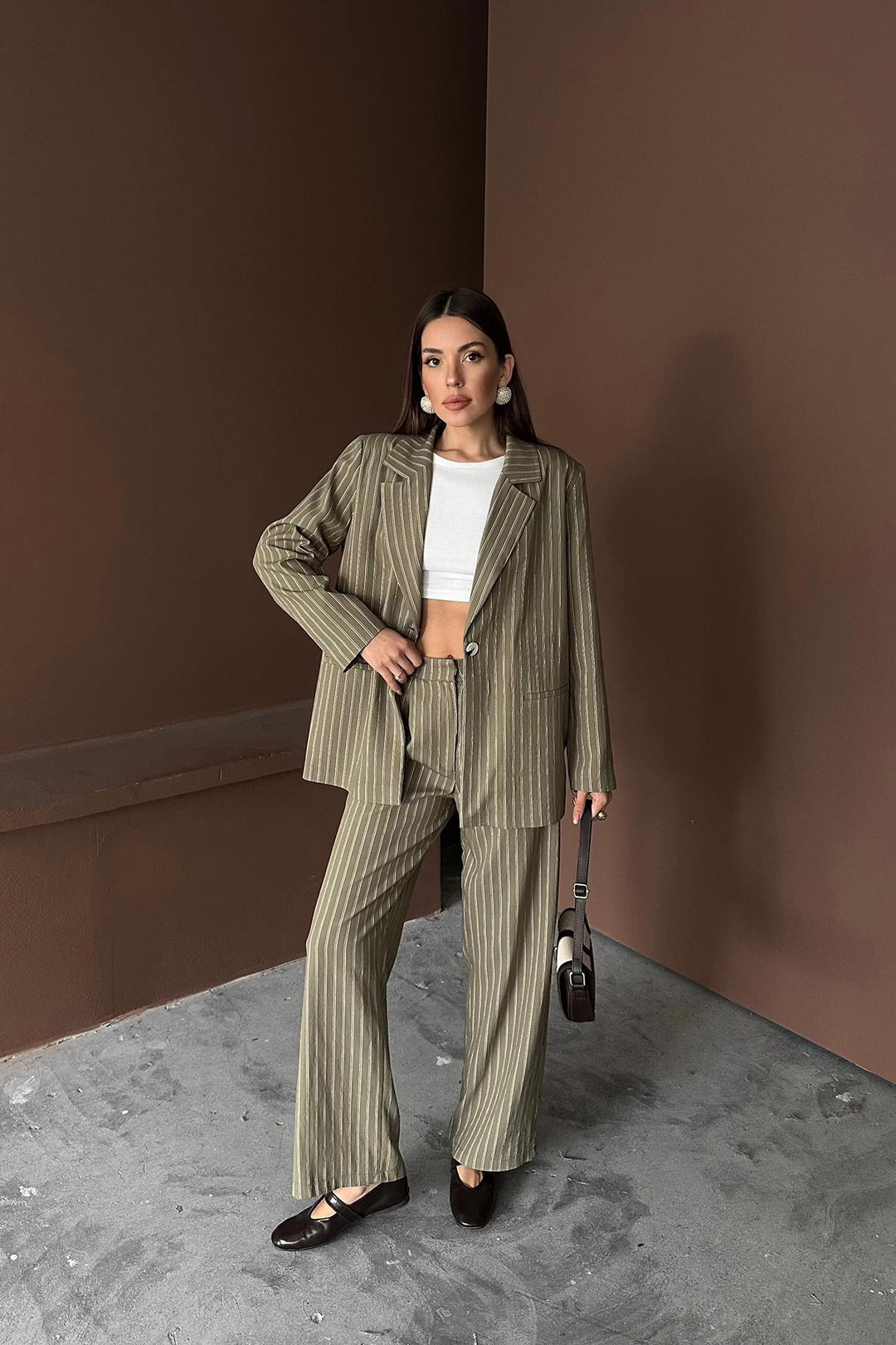 ELS Wholesale Beige Striped Jacket and Pants Suit - Wilmington