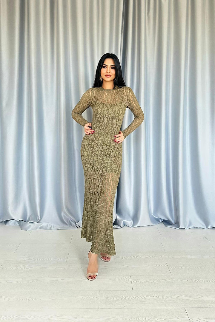 ELS Wholesale Beige Lace Long Sleeve Dress - Ottawa