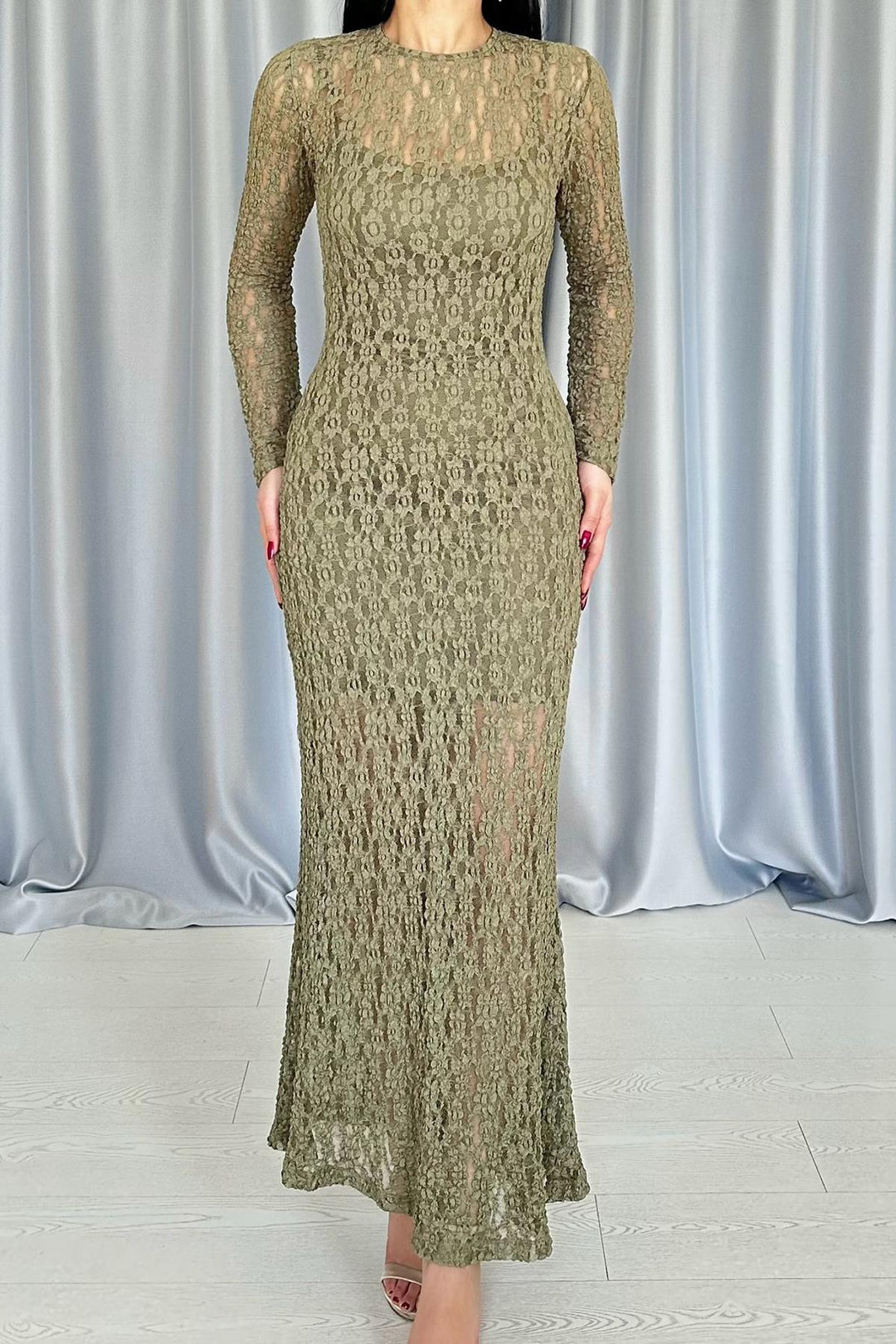 ELS Wholesale Beige Lace Long Sleeve Dress - Ottawa