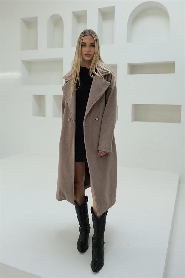 RYN Striped Stamp Coat - Brown - Palma