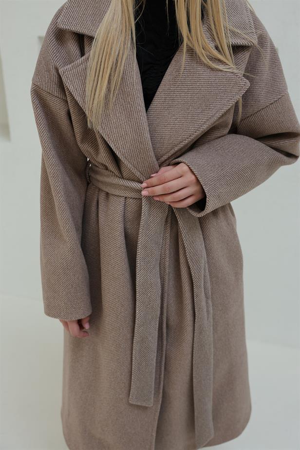 RYN Striped Stamp Coat - Brown - Palma