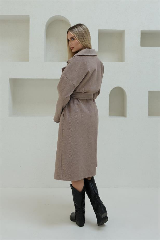 RYN Striped Stamp Coat - Brown - Palma
