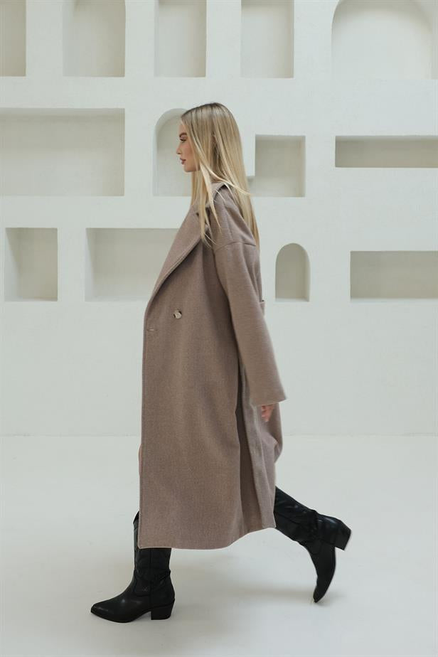 RYN Striped Stamp Coat - Brown - Palma