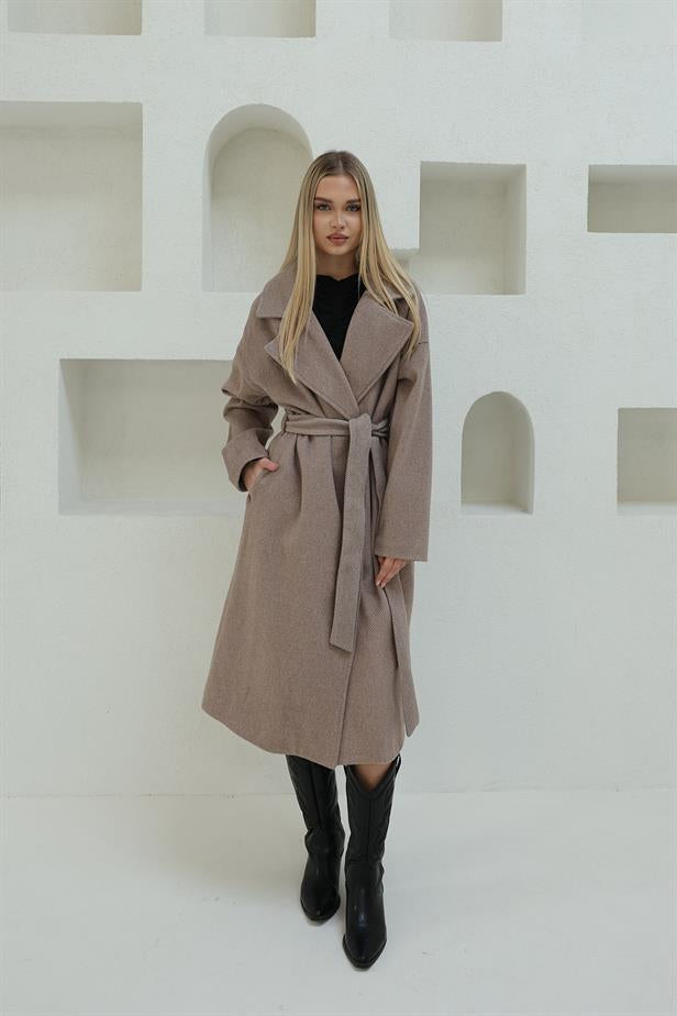 RYN Striped Stamp Coat - Brown - Palma