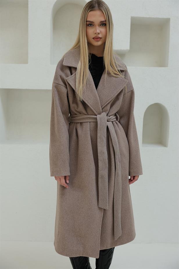 RYN Striped Stamp Coat - Brown - Palma