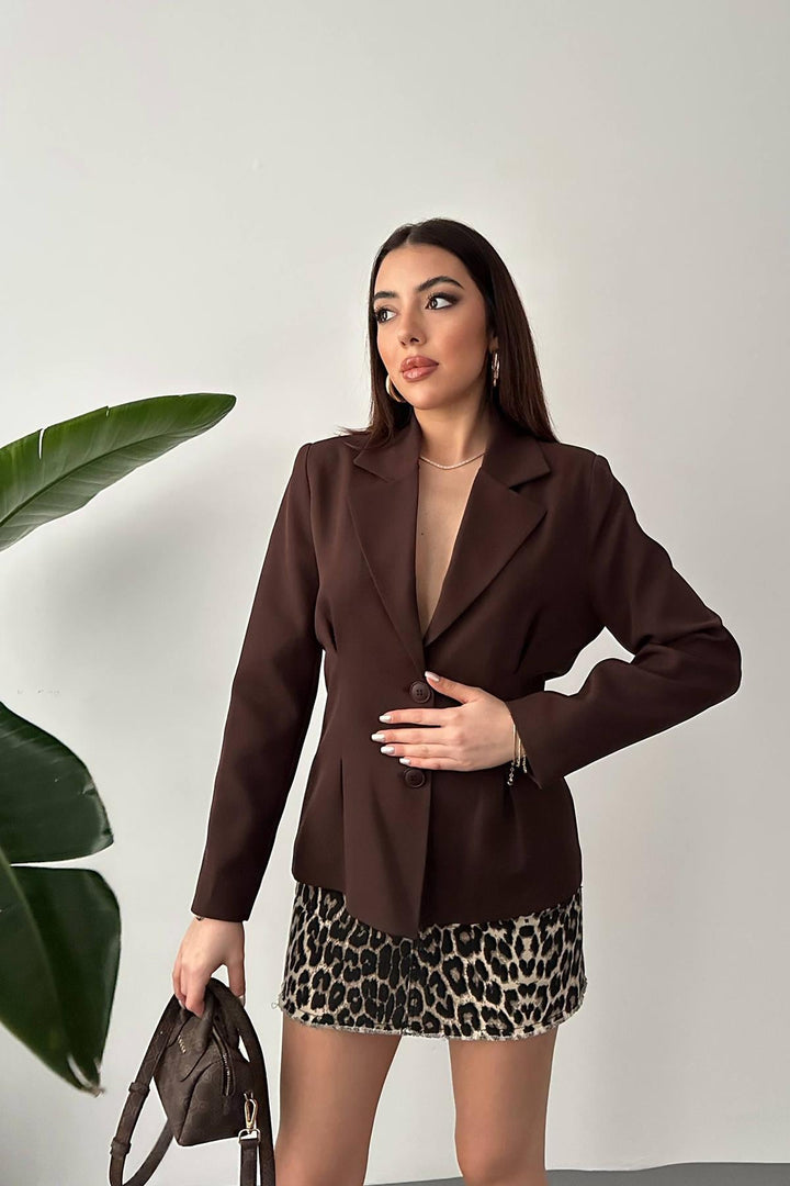 ELS Wholesale Brown 2-Button Pleated Jacket - Leonberg