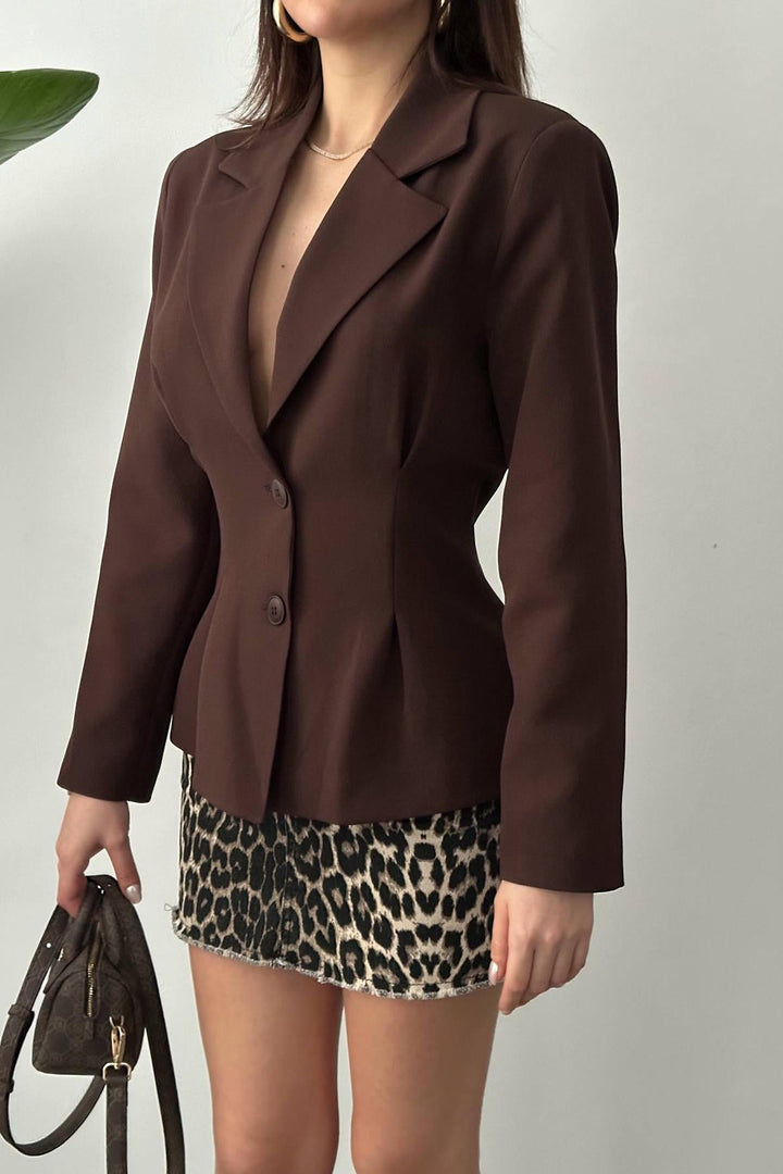 ELS Wholesale Brown 2-Button Pleated Jacket - Leonberg