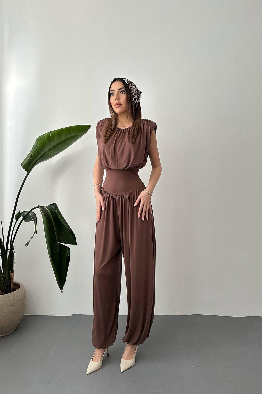 ELS Wholesale Brown Ruffled Jumpsuit - Woburn