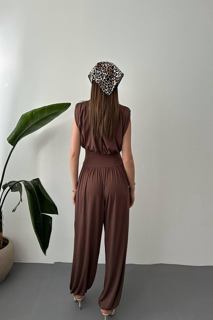 ELS Wholesale Brown Ruffled Jumpsuit - Woburn