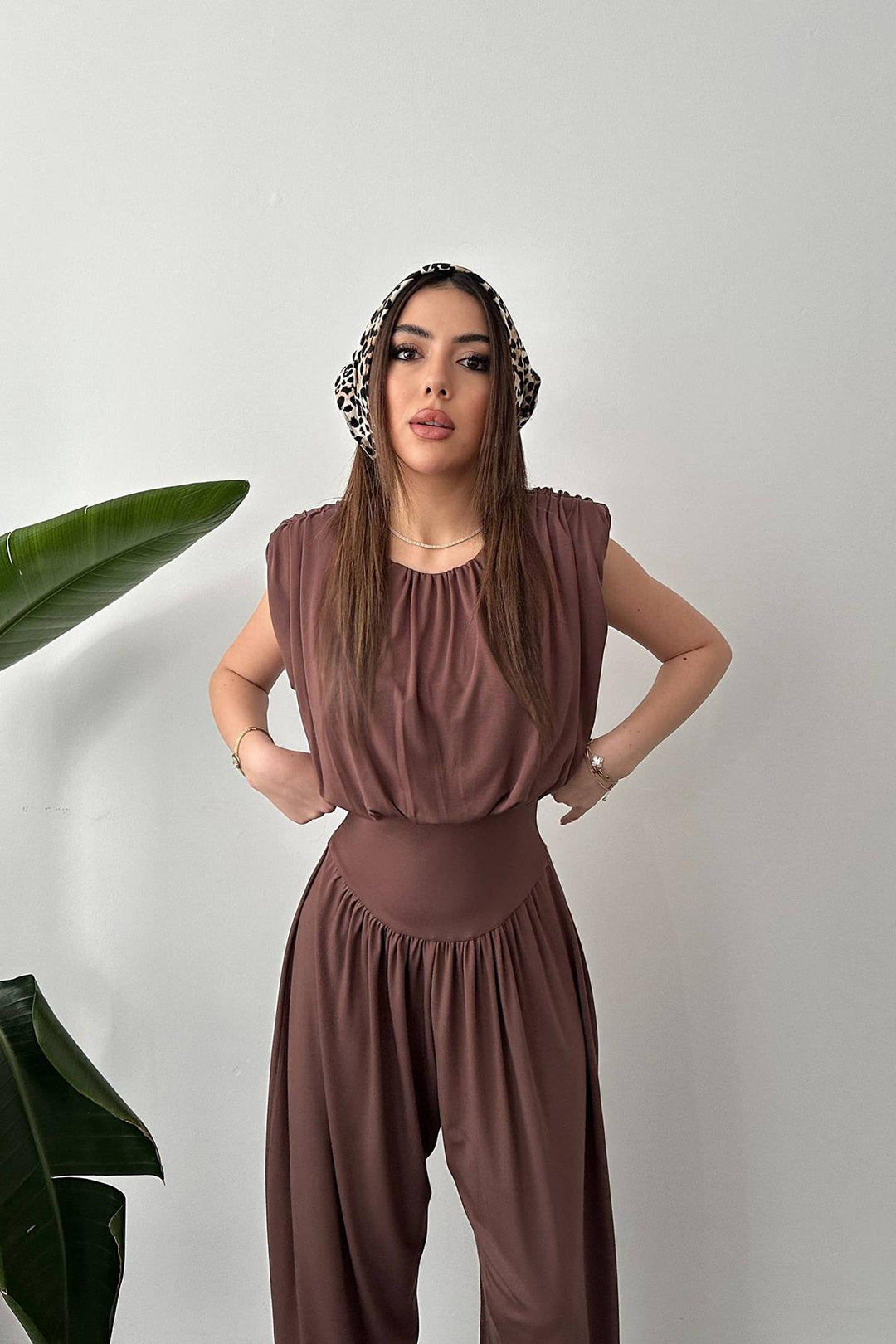 ELS Wholesale Brown Ruffled Jumpsuit - Woburn