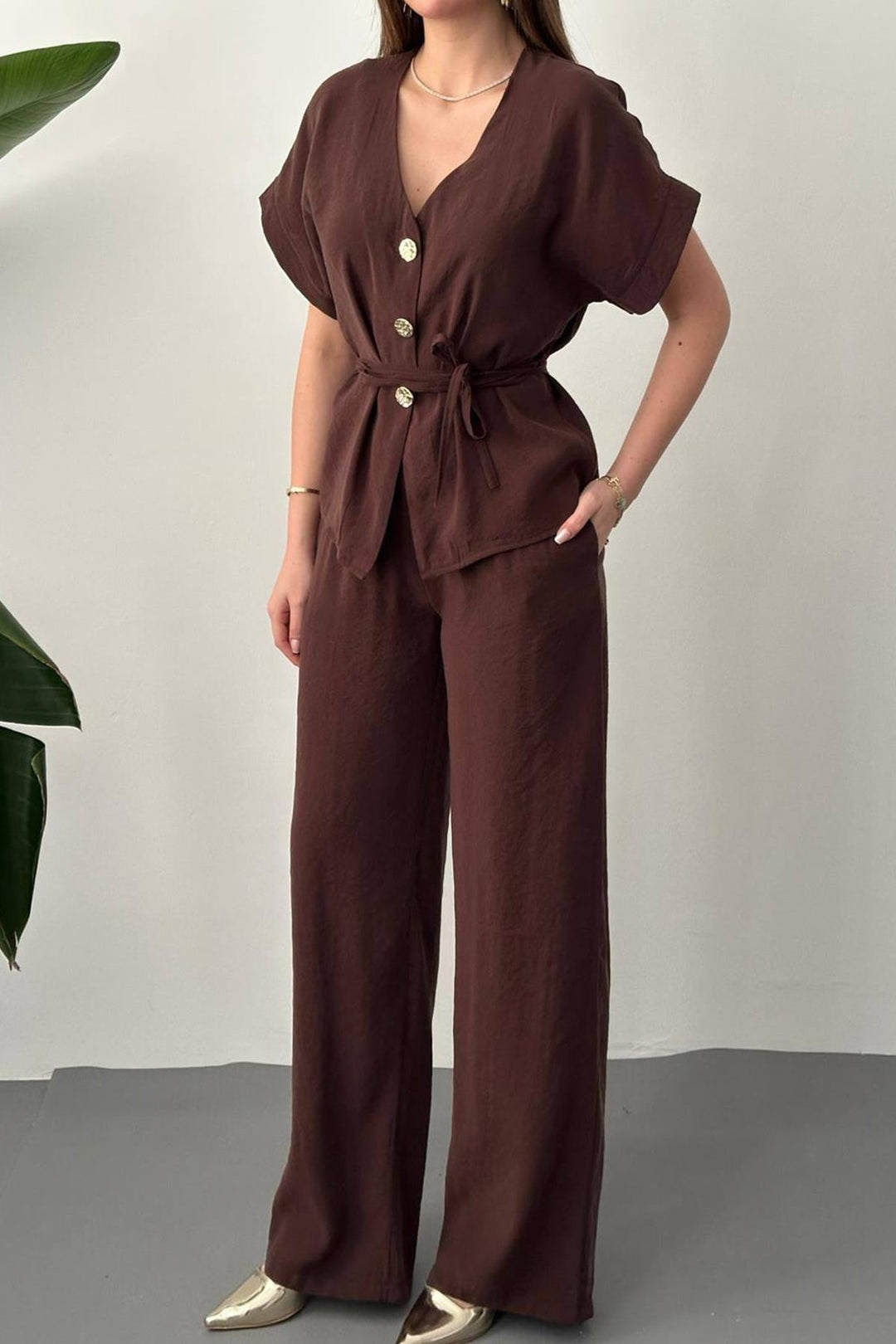 ELS Wholesale Brown Button Detailed Double Modal Suit - Mazatlán