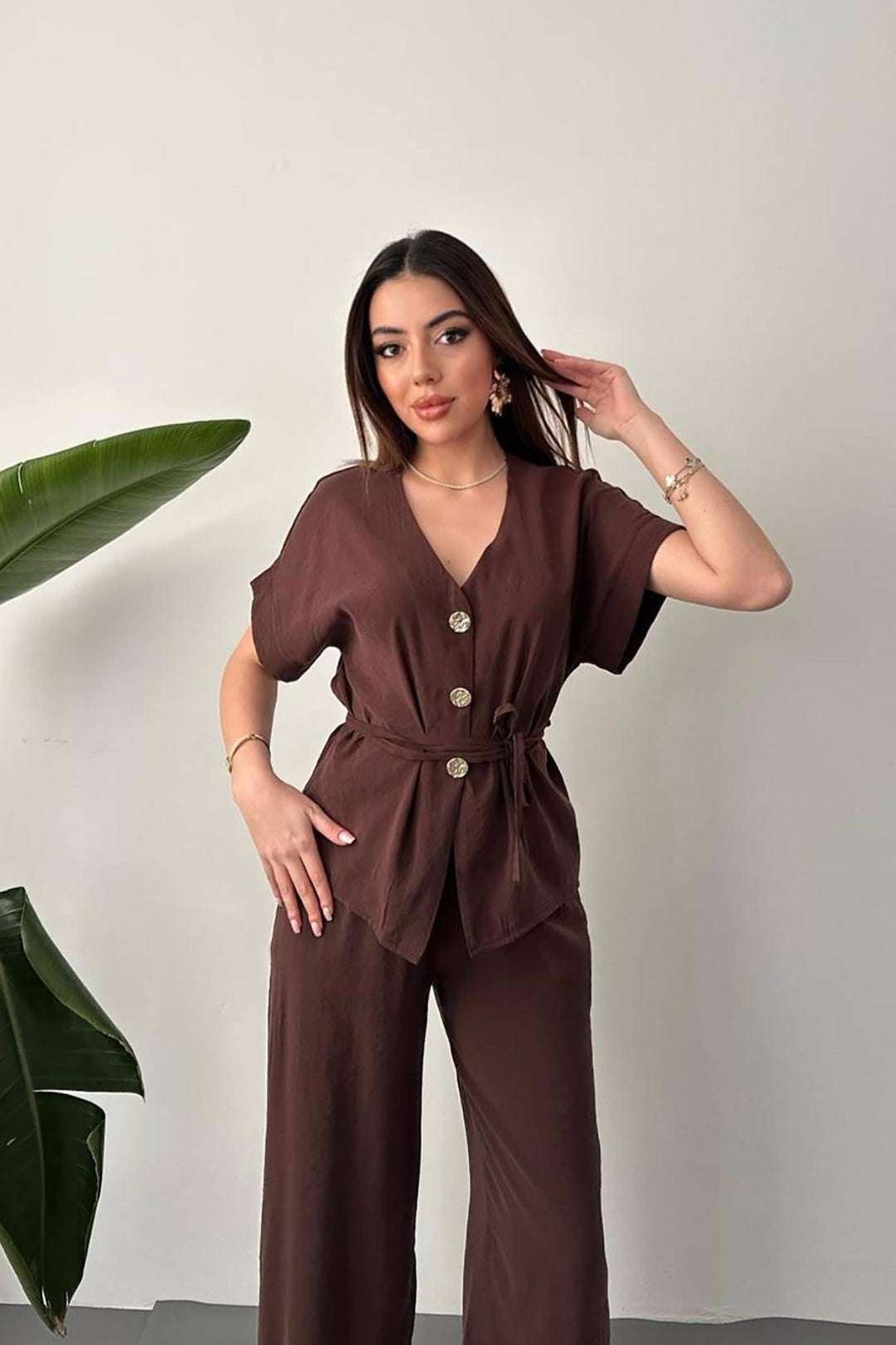 ELS Wholesale Brown Button Detailed Double Modal Suit - Mazatlán
