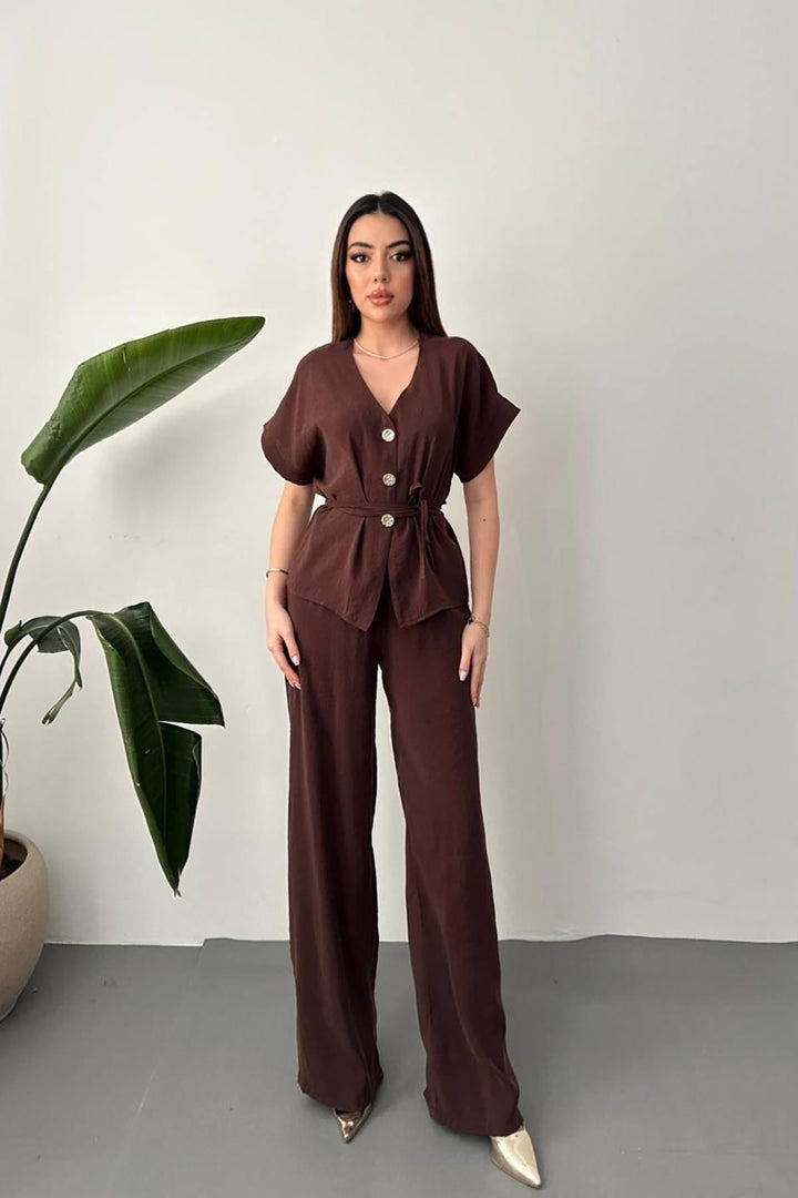 ELS Wholesale Brown Button Detailed Double Modal Suit - Mazatlán