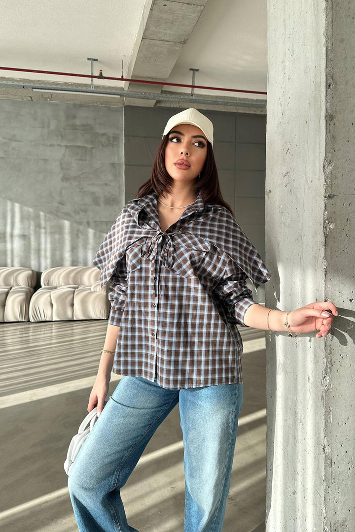 ELS Wholesale Brown Plaid Shirt - Aprilia