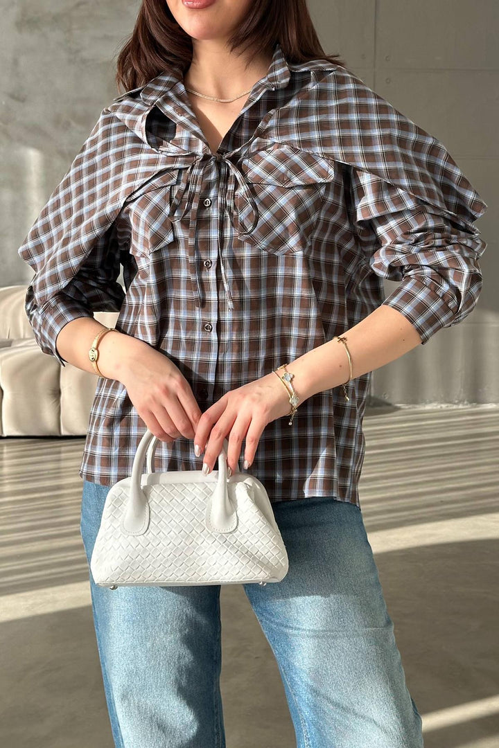 ELS Wholesale Brown Plaid Shirt - Aprilia