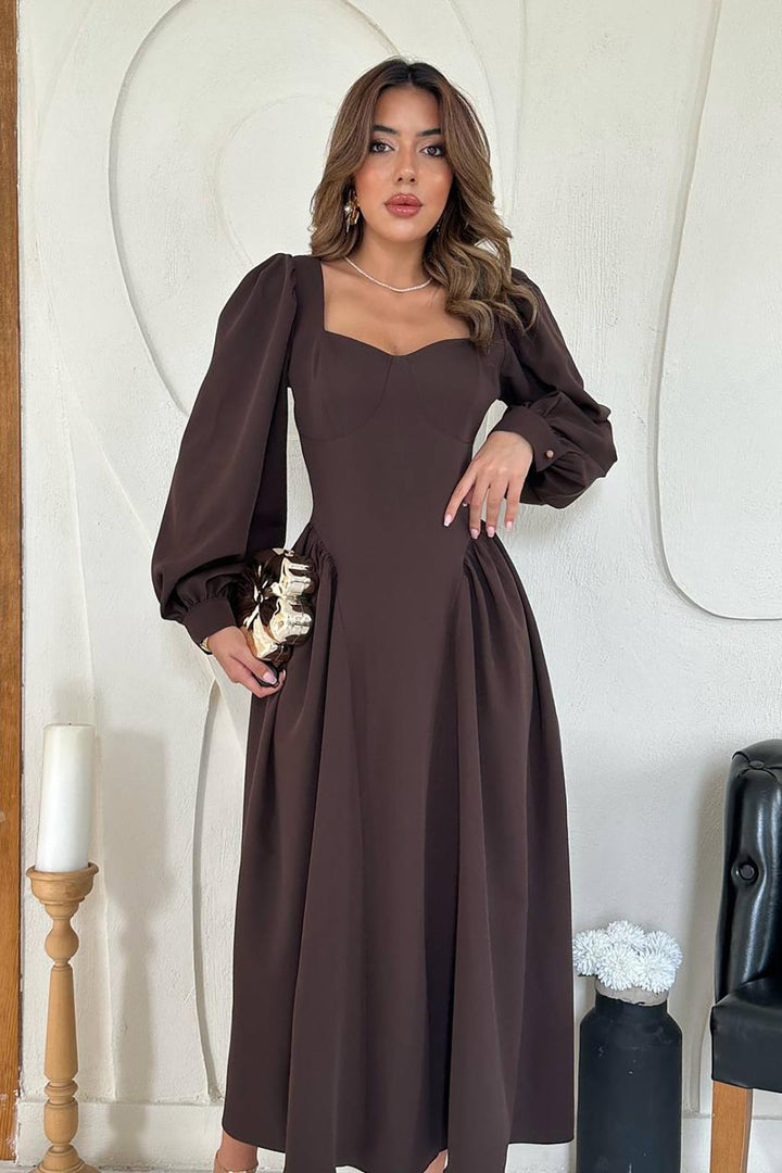 ELS Wholesale Brown Dress with Chest Cups and Ruched Sides - Southampton