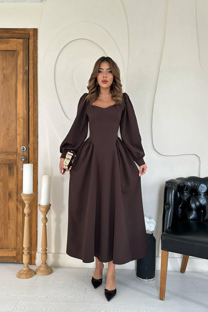 ELS Wholesale Brown Dress with Chest Cups and Ruched Sides - Southampton