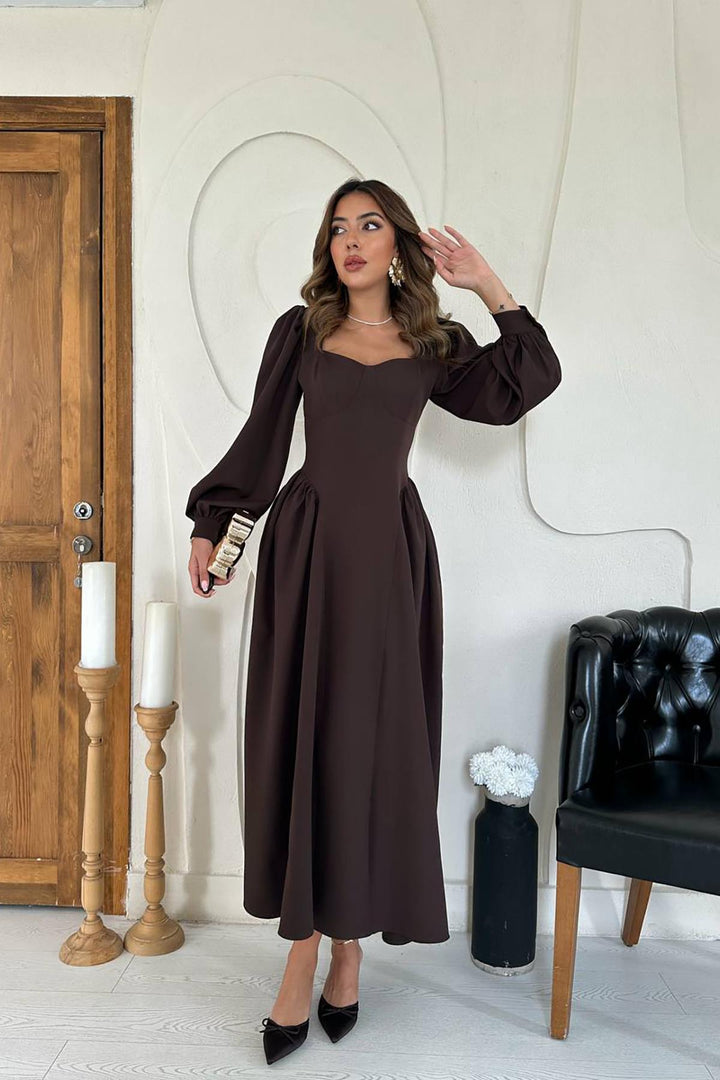 ELS Wholesale Brown Dress with Chest Cups and Ruched Sides - Southampton