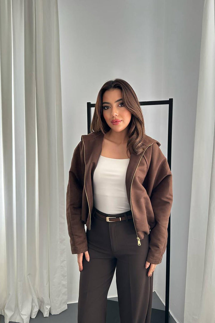 ELS Toptan Kahverengi Kısa Kapüşonlu Ceket - Ipswich