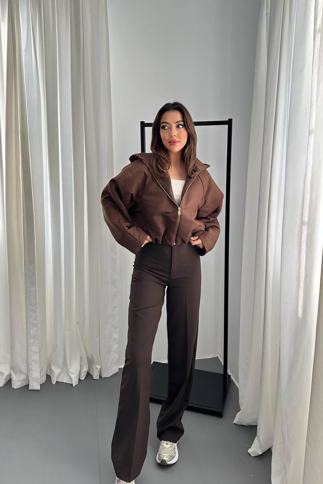 ELS Toptan Kahverengi Kısa Kapüşonlu Ceket - Ipswich