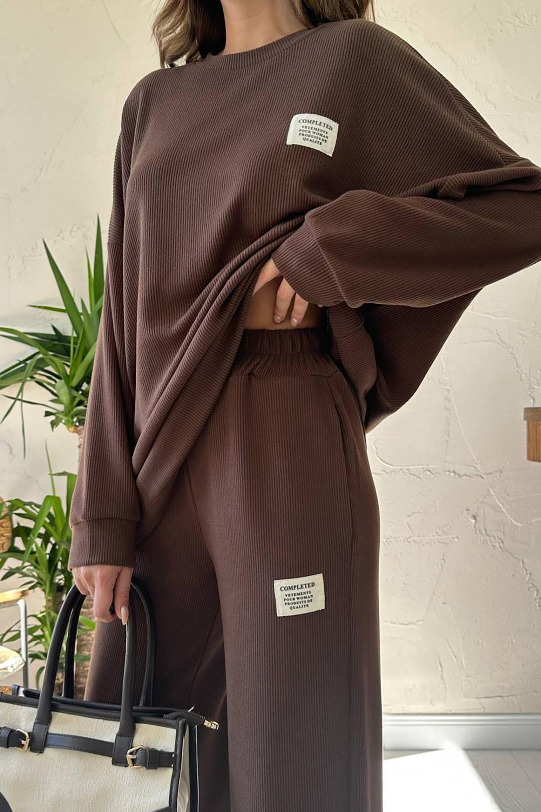 ELS Toptan Kahverengi Klasik Fitilli Kazak Ve Pantolon Takım - Neumünster