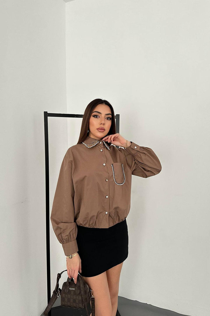 ELS Wholesale Brown Stone Poplin Shirt - Évosmos