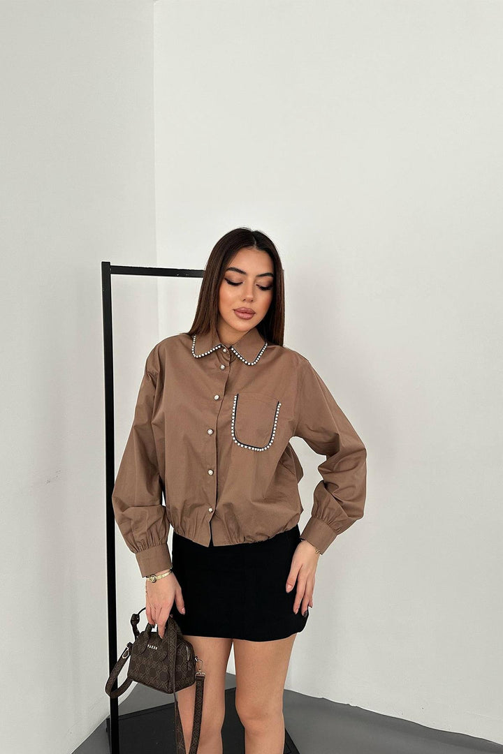 ELS Wholesale Brown Stone Poplin Shirt - Évosmos