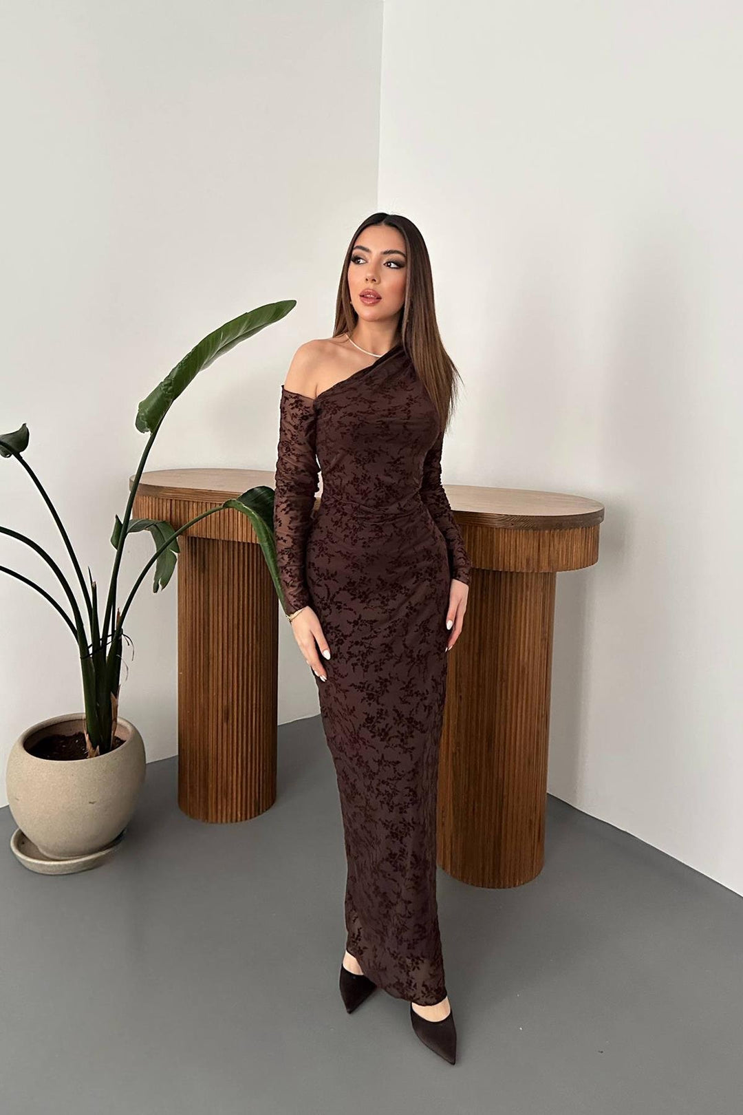 ELS Wholesale Brown Sheer Dress - Severna Park