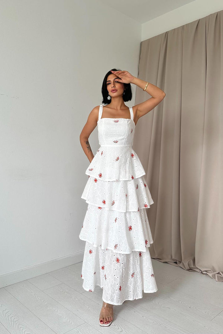 ELS Wholesale Red Layered Back-Tied Dress - Columbia