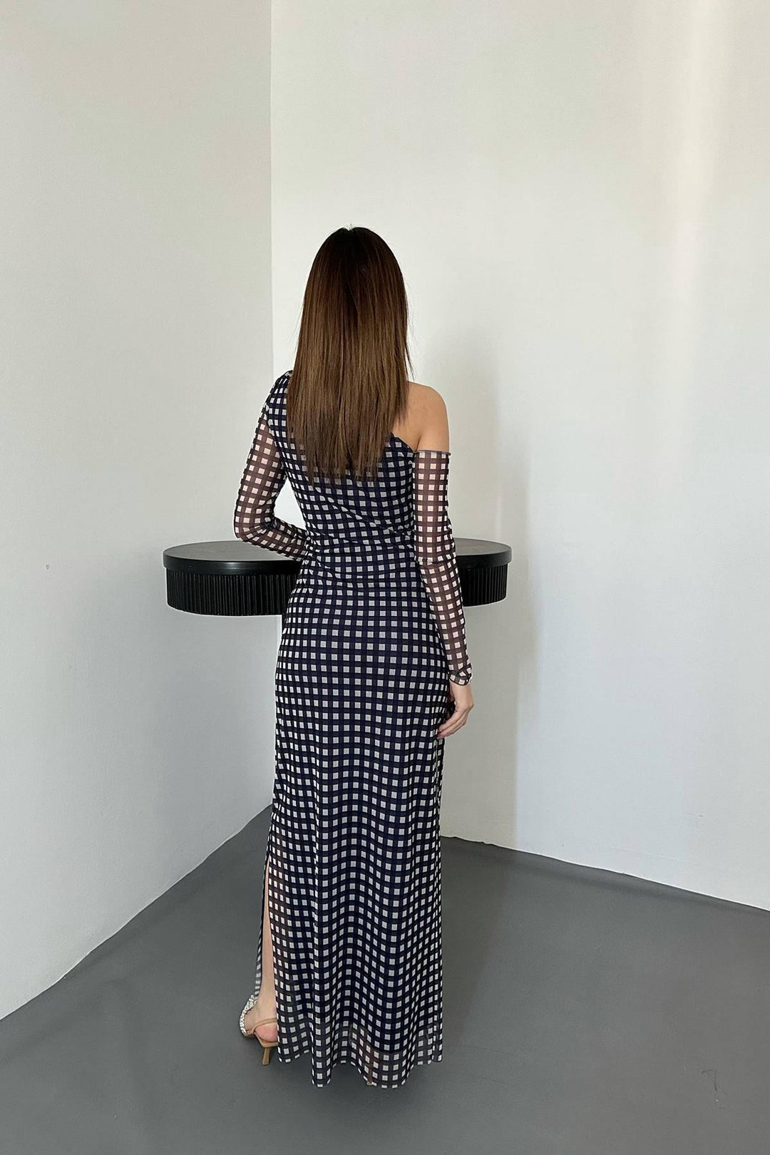 ELS Wholesale Navy Plaid Pattern Tulle Dress - Castellammare di Stabia