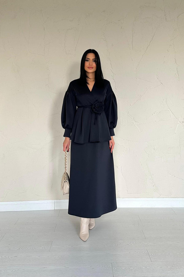 ELS Wholesale Navy Blue Rose Detailed Set - Lutsk