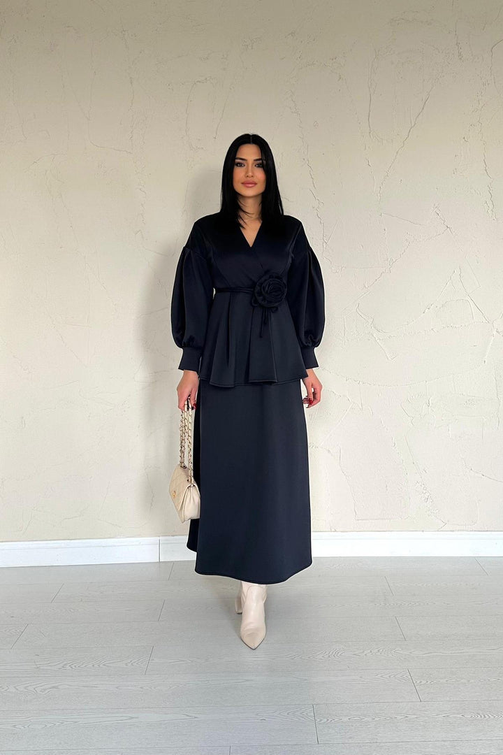 ELS Wholesale Navy Blue Rose Detailed Set - Lutsk