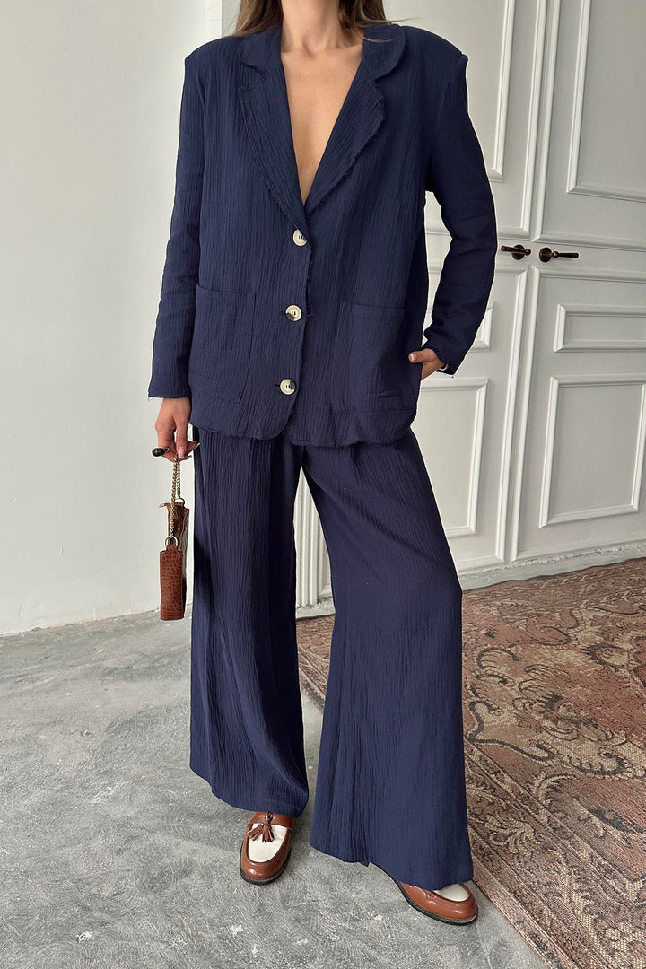 ELS Wholesale Navy Blue Oversize Muslin Set - Glendale