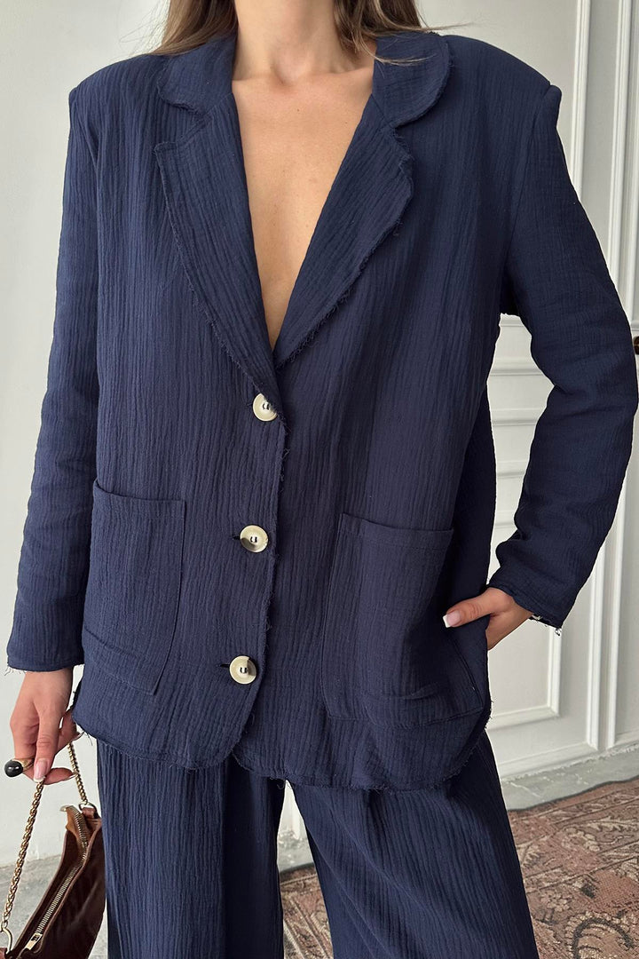 ELS Wholesale Navy Blue Oversize Muslin Set - Glendale