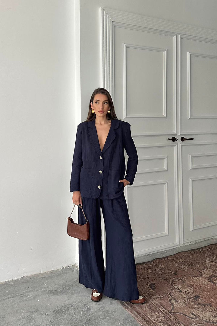 ELS Wholesale Navy Blue Oversize Muslin Set - Glendale