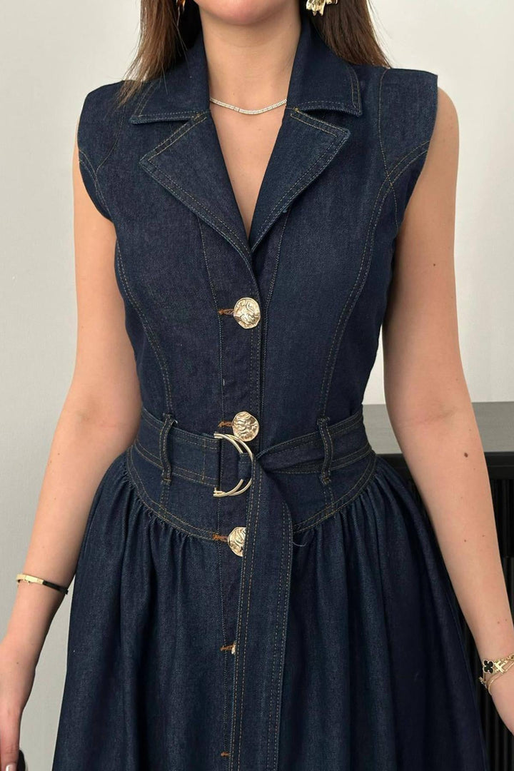 ELS Wholesale Navy Long Denim Dress - San Luis Potosí