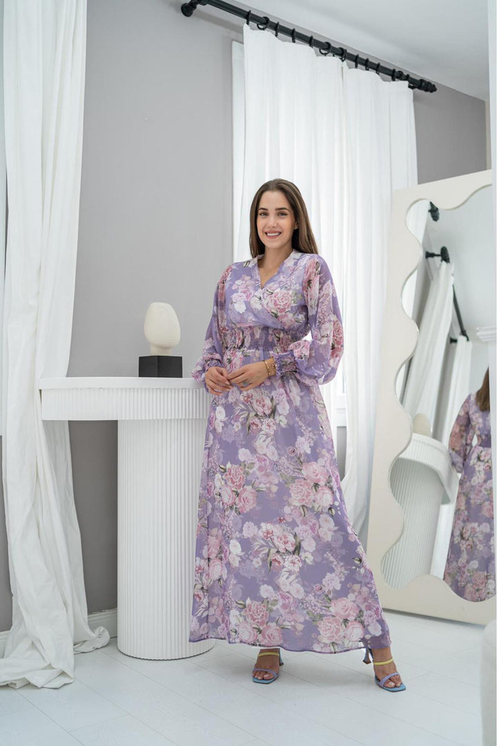 ELS Wholesale Lilac Georgette Chiffon Dress - Casas Adobes