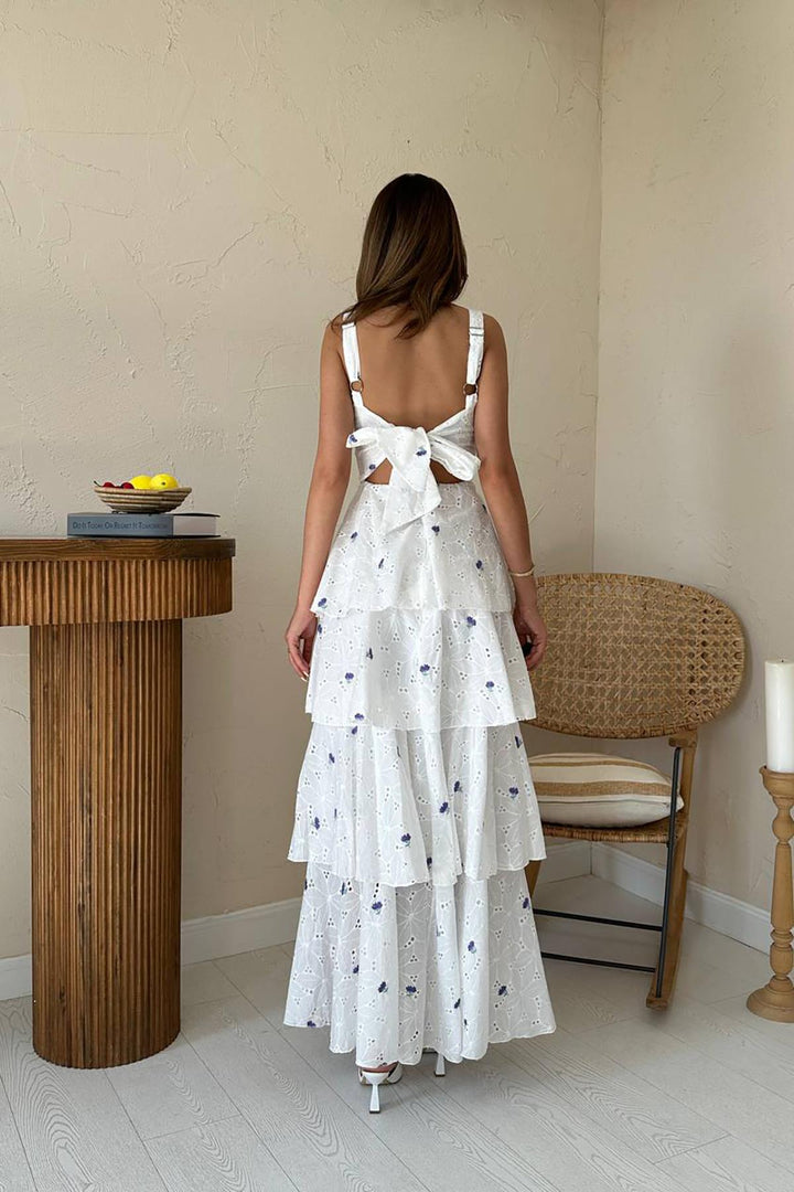 ELS Toptan Lila Kat Kat Arkası Bağlamalı Elbise - Hillsboro