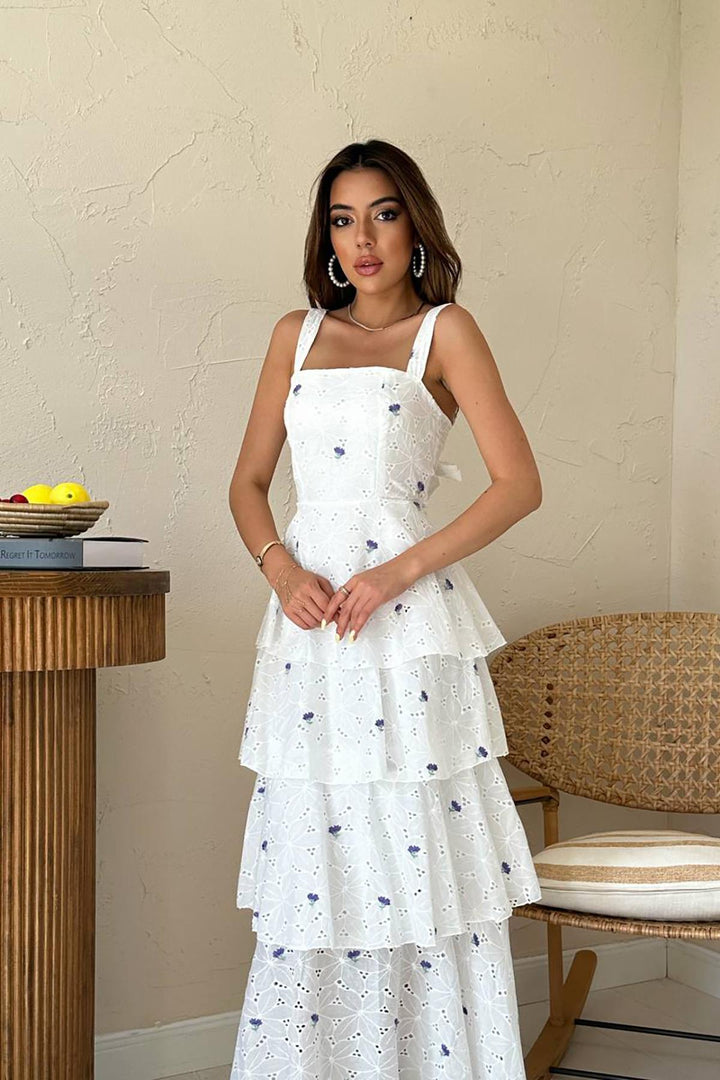 ELS Toptan Lila Kat Kat Arkası Bağlamalı Elbise - Hillsboro