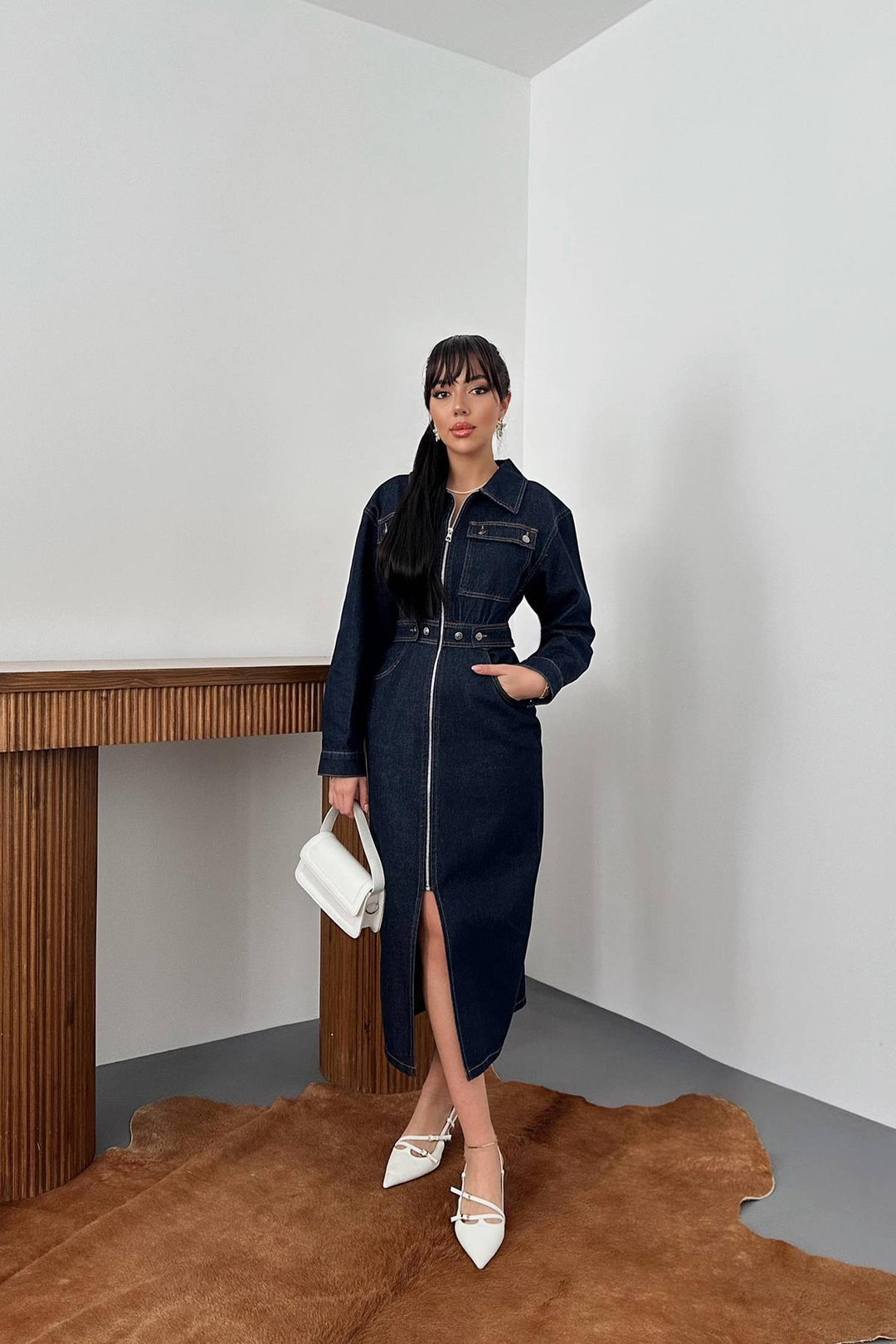 ELS Wholesale Blue High-Waisted Denim Dress - Johnson City