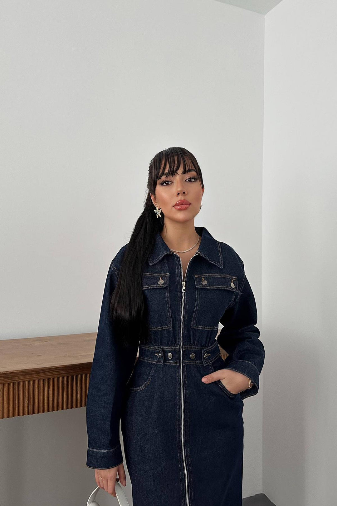 ELS Wholesale Blue High-Waisted Denim Dress - Johnson City