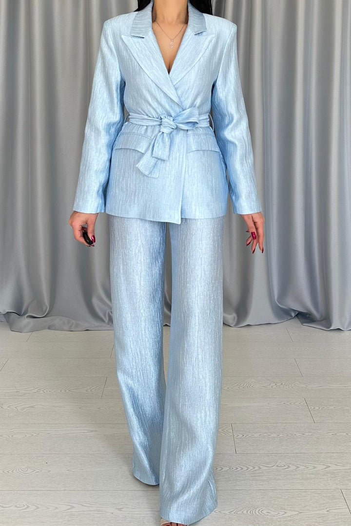 ELS Wholesale Blue Belted Jacket and Pants Bright Suit - Neuilly-sur-Marne