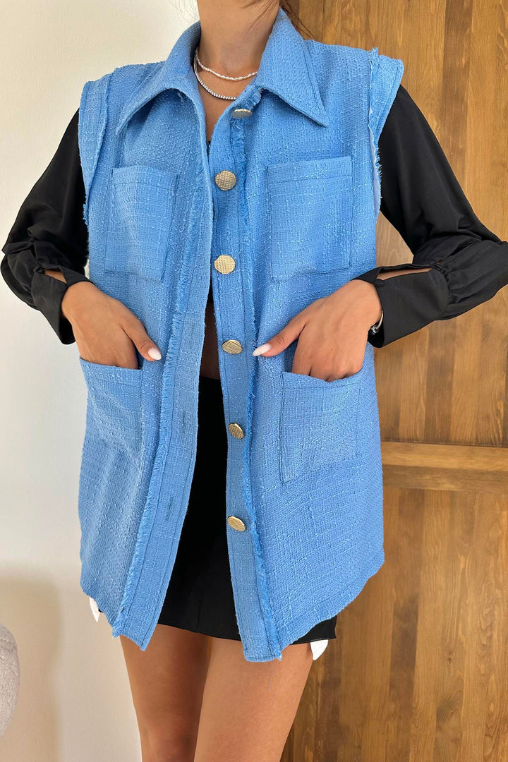 ELS Wholesale Blue Pocketed and Buttoned Vest - Herzogenrath