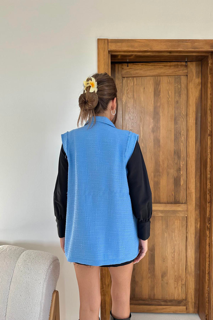 ELS Wholesale Blue Pocketed and Buttoned Vest - Herzogenrath